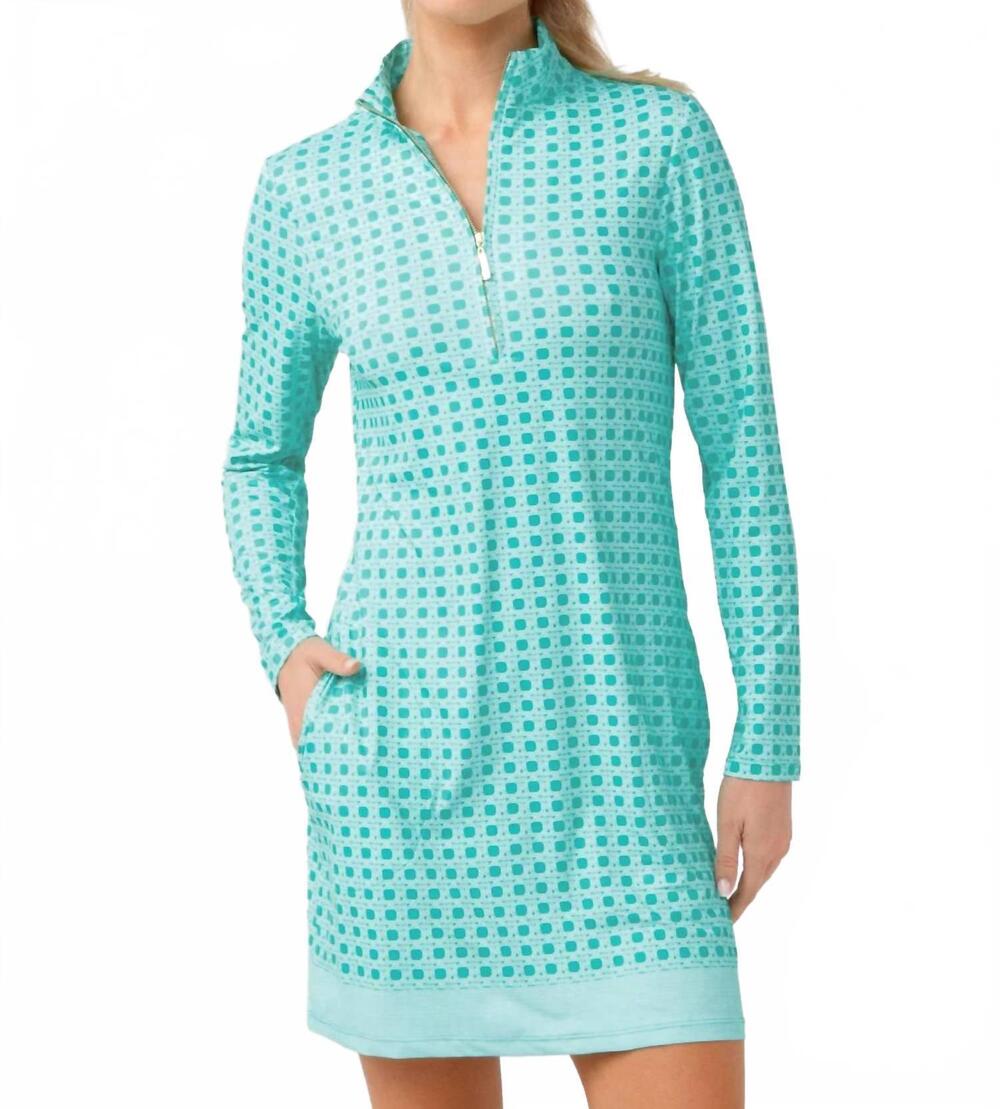 NEW CABANA LIFE flora 1/4 zip upf sport dress in green